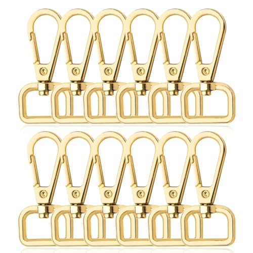 DITK-U 12 llaveros dorados con anillos en D giratorios para langosta, mosquetones giratorios de aleación para la producción de bolsos hechos a mano, mochilas, manualidades
