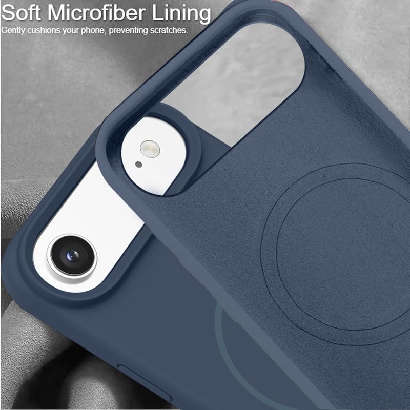 Image of LuxuryKase Silicone Magnetic Case for iPhone Air | Soft Microfiber Lining | MagSafe Support | Shockproof Protective Cover | Precise Cutouts | Slim Fit Design - Blue