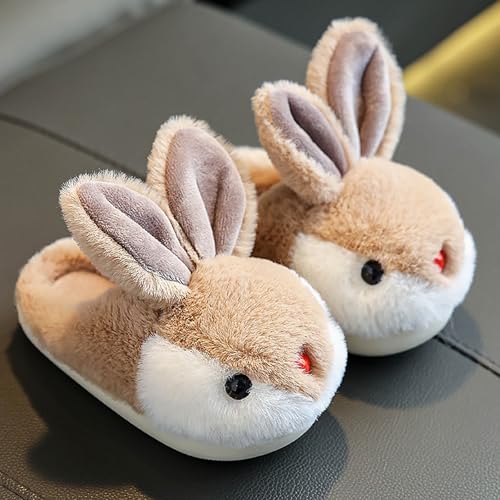 Kids Animal Bunny Indoor/Outdoor Slippers Boys Girls Cute Plush Warm Slip-On Non-Slip Bedroom House Winter Shoes4