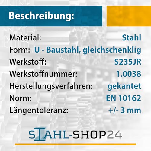 U-Profil Stahl S235JR 80 x 50 mm – Gekantetes U-Profil für Industrie