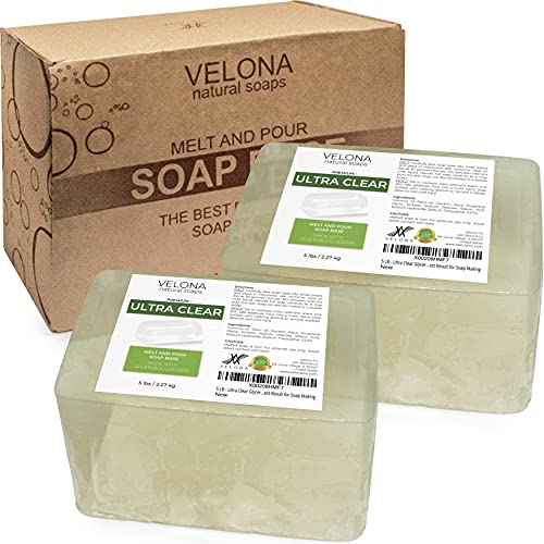 10 LB - ULTRA CLEAR GLYCERIN Soap Base by Velona | SLS/SLES free | Melt and Pour | Transparent Natural Bar For The Best Result for Soap Making