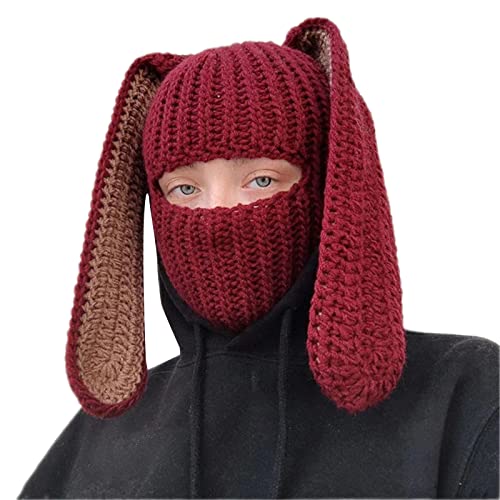 Bonnet tricoté pour femme et enfant avec oreilles de lapin mignonnes