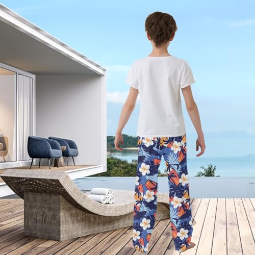 visesunny Boys Pants Blue Flower Surfboard Loose Jogger Pants Soft Elastic Trousers Long Bottoms with Pockets M3