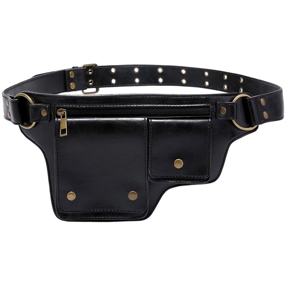 Dinntty Motorcycle Style Waist Bag Multi-purpose Drop Leg Arm Bag Pack Punk Sports Adjustable Belt Bag for Men Women