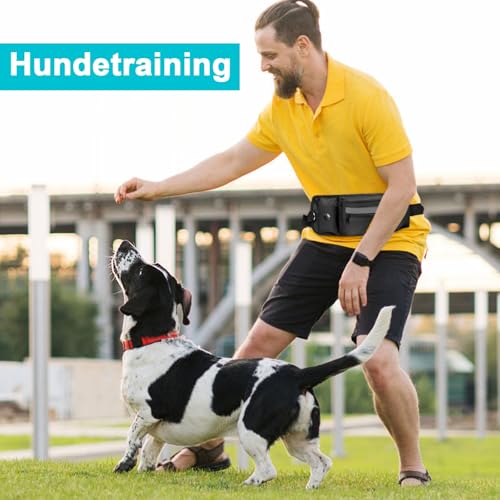 Polegas Leckerlitasche für Hunde,Futterbeutel Hundetraining,Verstellbarem Bund, Bauchtasche für Hund Zubehör mit Kotbeutelspender,Flaschenhalter, Reflektor,für Gassi, Training und Outdoor