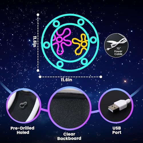 Image of Ocean World Porthole Neon Signs,Colorful LED Neon Light for Wall Decor,USB Powered Under Sea Portable Decoration Wall Lights Decor Led Sign for Game Room Bedroom,11.6 inch*11.6 inch