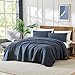 palassio Navy Blue Cotton Quilt Queen Size Bedding Sets with Pillow Shams, Lightweight Soft Bedspread Coverlet, Quilted Comforter Bed Cover for All Season, 3 Pieces, 90x96 inches