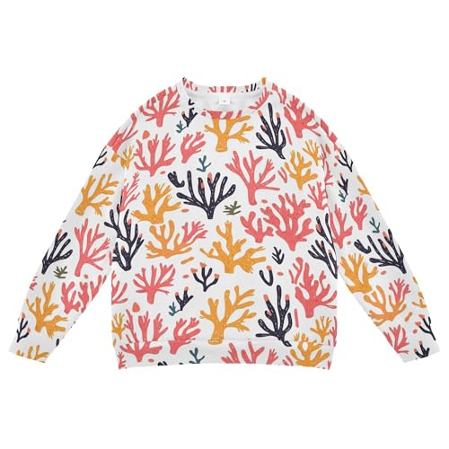 JUNZAN Cartoon Colorful Corals Little Girls Sweatshirts Hoodies Long Sleeve Boys Sweat Shirt Athletic 4T
