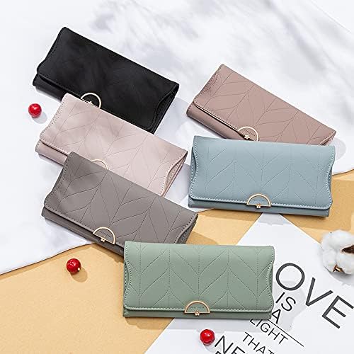 Leather Wallet for Women Trifold Womens' RFID Blocking Wallet Card Holder Purse Clutch with Zipper Coin Pocket,Light Blue - Image 7
