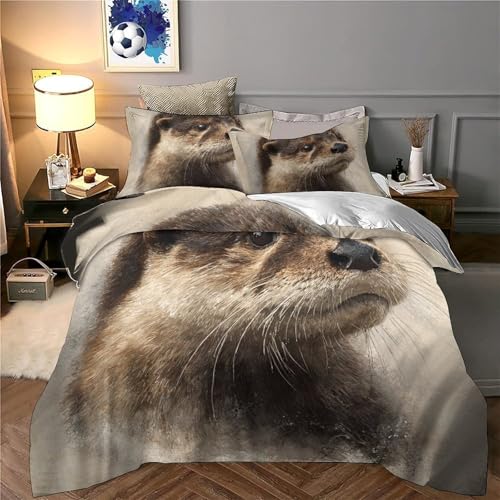 Housse de couette loutre impression 3D parure de lit animaux 135x200