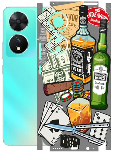 Image of AtOdds - Full Body Back Screen Guard Protector Film - Lamination Wrap Skin Sticker Compatible with VIVO T2 (5G) | Scratchproof Matte Finish (Wine Graffiti)