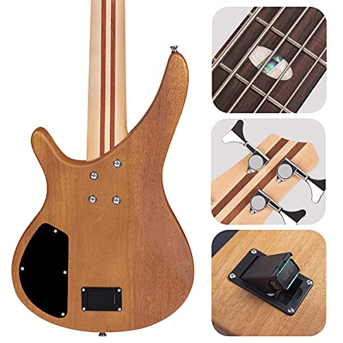 Basse électrique 5 cordes pleine taille P basse kit pour débutants noir avec sac de concert, sangle de guitare et câble de guitare (5) - Les Beatles, Paul McCartney, John Lennon, RIngo Starr, George Harrison Basse électrique 5 cordes pleine taille P basse kit pour débutants noir avec sac de concert, sangle de guitare et câble de guitare (5) – Image 6