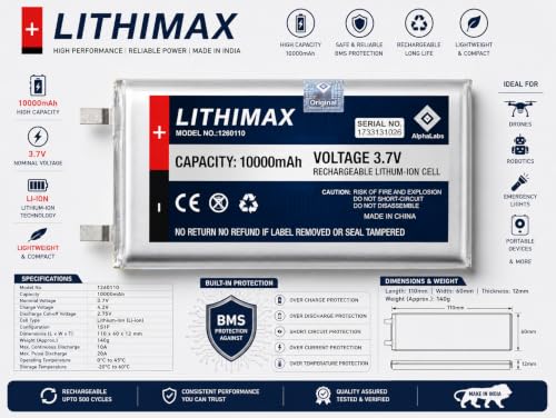 Generic LITHIMAX 1260110 10000mAh 3.7V Li-Po Battery Pack of 2 - Image 3