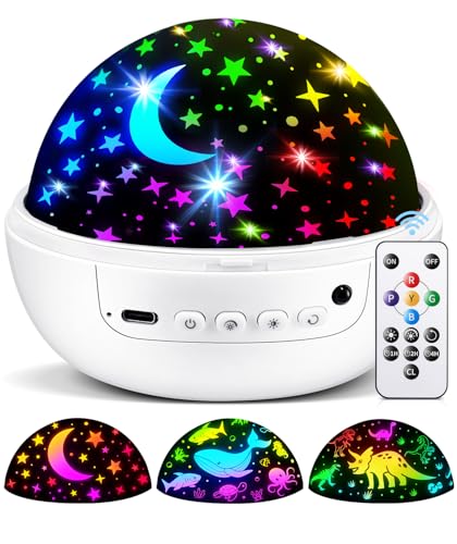 One Fire Sternenhimmel Projektor Kinder 3 Filme+93 Effekte+Dimmbar Projektor Sternenhimmel Remote+3 Timer+Rotation Kinderspielzeug ab 3-7 Jahr Dinosaurier Spielzeug ab 3-7 Jahre
