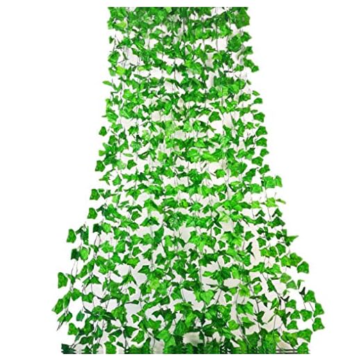 Rurality 96 Feet - 12 Artificial Ivy Garland Fake Green Vines Decoration for Wedding Patio Fence (Green 1)