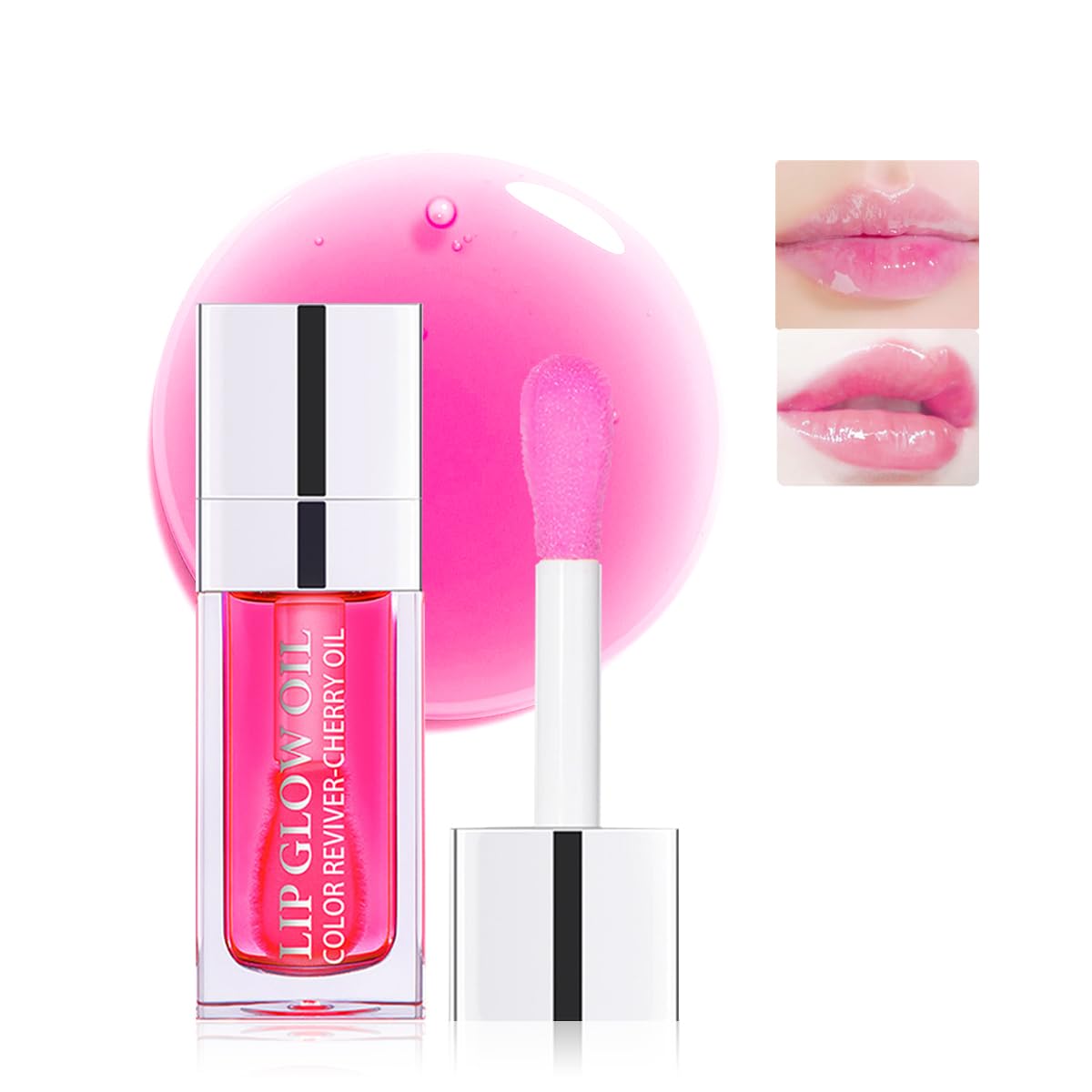 Hydrating Plumping Lip Glow Oil Moisturizing Lip Tint Transparent Oil Lip Care Non-sticky Glossy Lip Glow Fresh Texture Primer Lip Balm (Raspberry) 007# Raspberry 1 Count (Pack of 1)