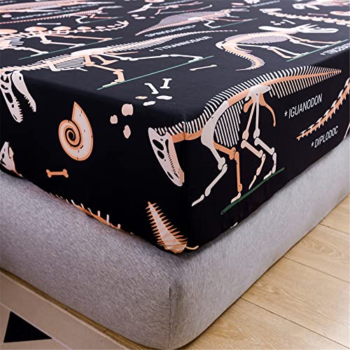 Urlinens Dinosaur Fitted Sheet Twin Size, Jurassic Evolution Dino Bones Bedding Set 2 Piece 1 Fitted Sheet And 1 Pillowcase, Wildlife Dinosaur Sheet Set For Kids Boys Girls Teens Fun Bed Sheet #TOP3