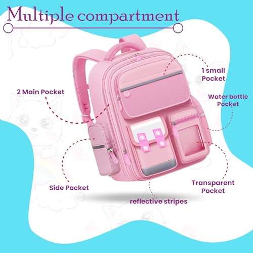 Image of Storite School Backpacks for Girls Stylish Bags for Girls Kids 7-12 Years Old Cartoon Water Resistant Backpack Durable Burden Relief School Bag Birthday