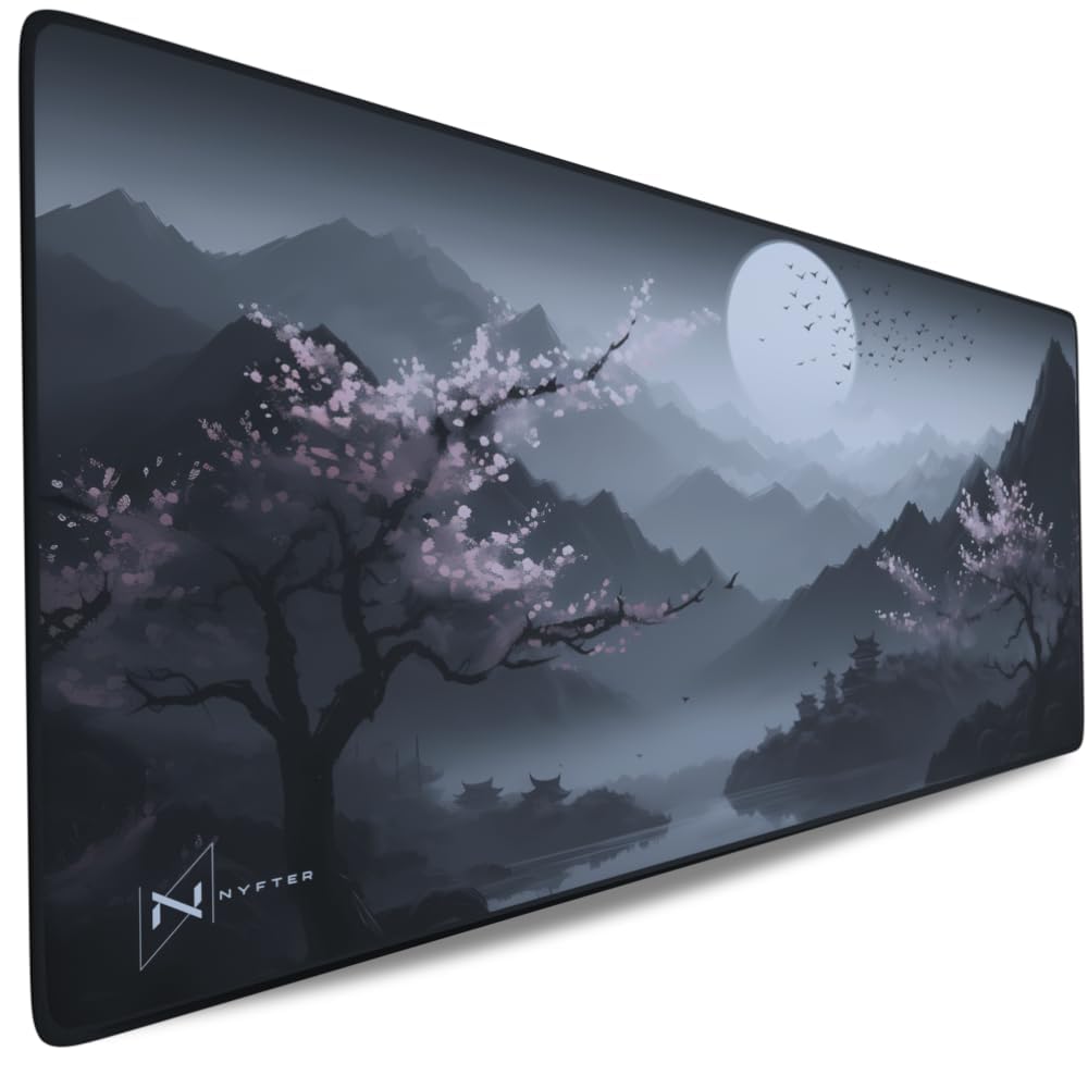 Nyfter - Premium Sakura V3 Gaming Mousepad XXL + 3XL Mousepad Nyfpad XXL Mousepad wellenfrei mit extra vernähten Kanten (3XL)