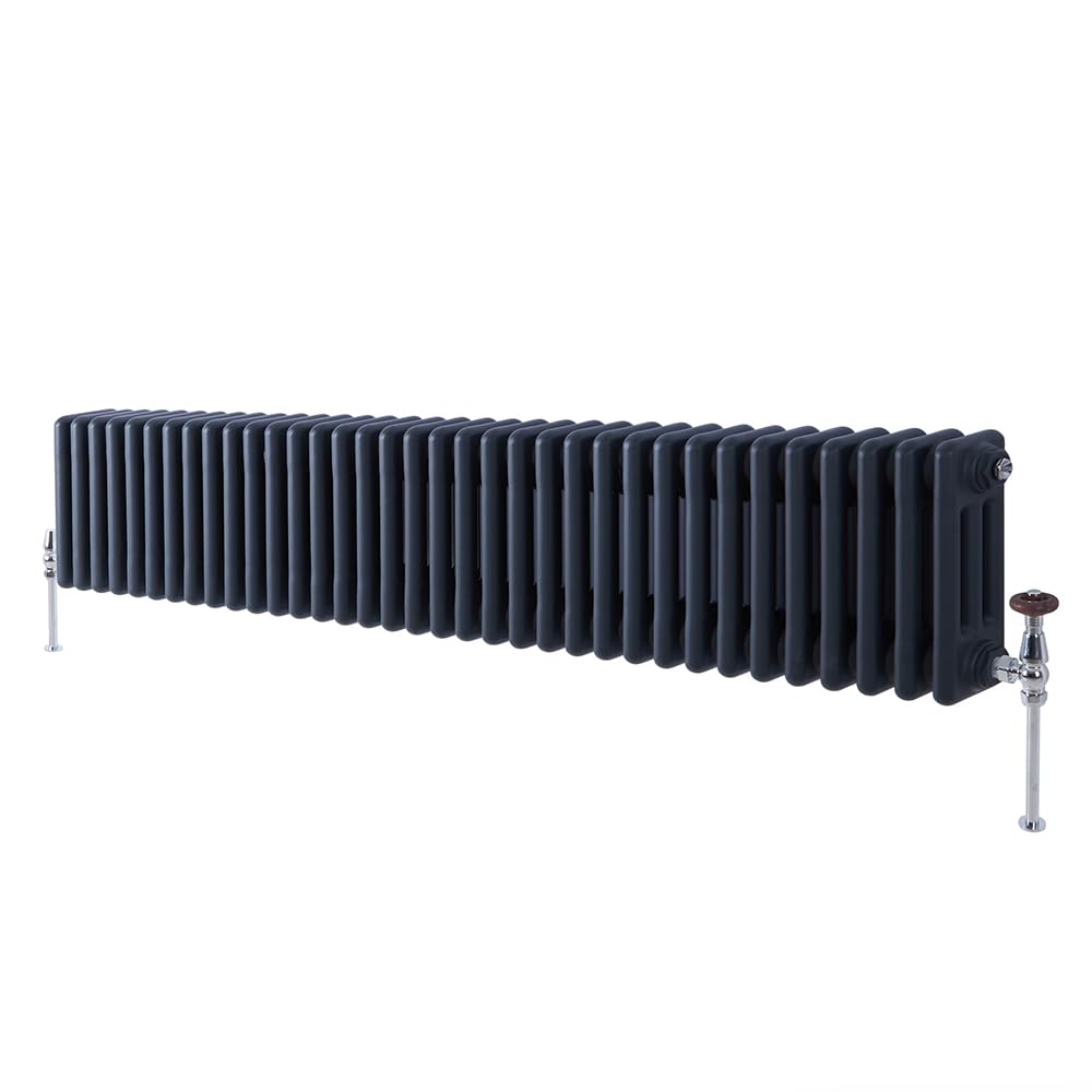 Milano Grey/Anthracite Windsor - Horizontal Traditional Column Radiator - 3 Column - 300Mm X 1595Mm