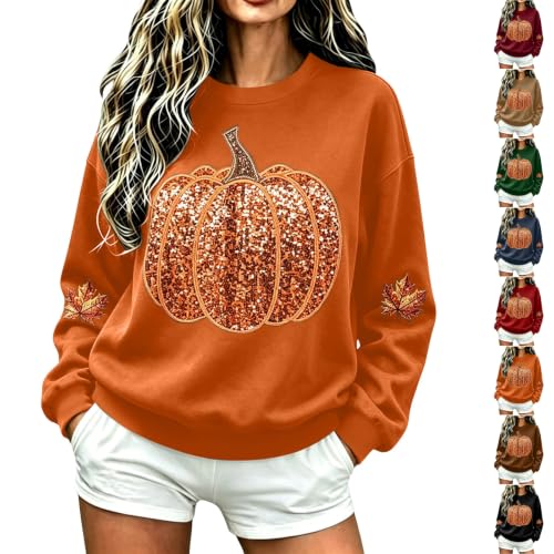 Halloween Sweatshirts for Women Fleece Loose Fit Casual Pumpkin Pullover - image 1