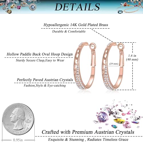 Stunning Austrian Crystal Hollow Hoop Earrings for Women Fashion 14K Gold Plated Hypoallergenic Jewelry Gift4