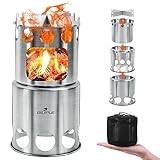 BILIPLE Campingkocher Holzofen Tragbar Camping Holzofen Tragbarer Leichter Kompakt Holzofen aus Edelstahl für Camping, Kochen, Picknick, Rucksacktouren im Freien