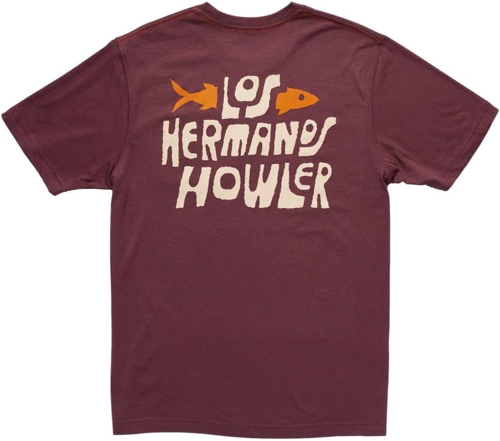Howler BrothersMen's Los Hermanos Pescados Pocket T-Shirt, Plum Wine