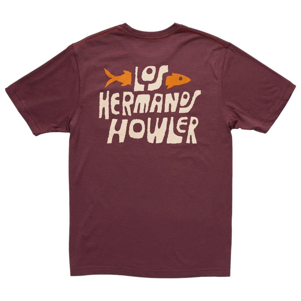Howler BrothersMen's Los Hermanos Pescados Pocket T-Shirt, Plum Wine