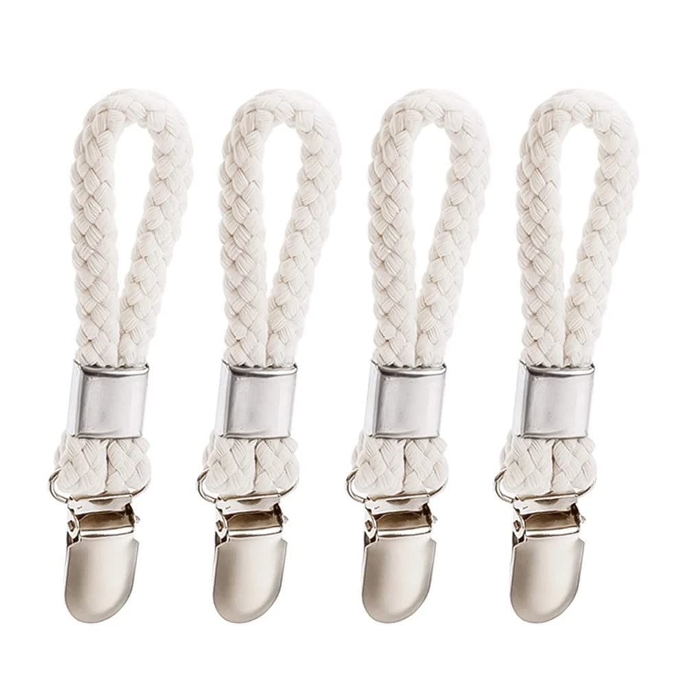 Yhplxyuus 4Pcs Braided Cotton Loop Metal Towel Clips Household Organization Supplies for Home Bedroom Dormitory Organize Rack Towel Clips