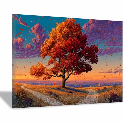 Toile Arbre de vie bleu 40x60cm encadrée pour habiller un mur vide