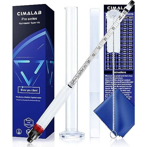 Cimalab Hydrometer Alcohol Meter Kit, Hydrometer Alcohol 0-200 Proof & Tralle with Hydrometer Test Jar, Alcohol Proof Tester Hydrometer, Alcohol Tester for Liquor/Moonshine/Spirits/Proofing/Distilled Cover