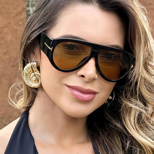 Trendy Oversized Aviator Sunglasses for Women Men Square Thick Frame Large Sun Glasses UV400 Protection2