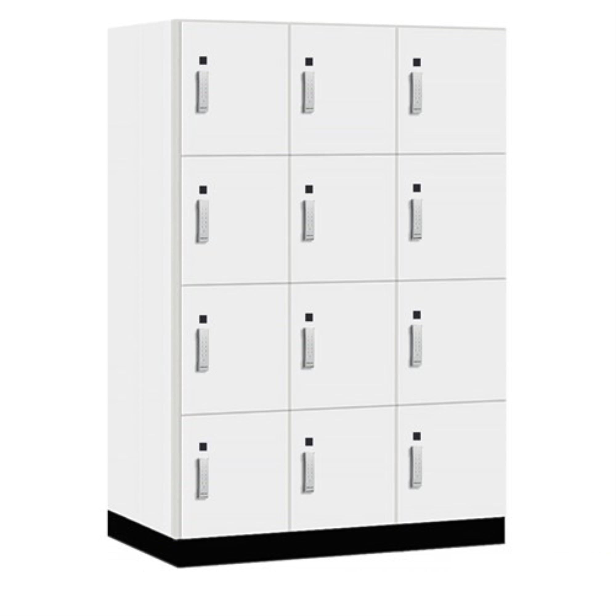 Salsbury 18 Wide Premier Wood Locker-Four Tier-3 Wide-6 Feet High-24 Deep-Arctic White-Silver Electronic Locks