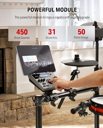 Donner Electronic Drum Set with Bluetooth, Electric Drum Kit with Throne, Headphones, Drumsticks, Melodics Lessons, 450 Sounds E Drum with USB MIDI, 5 Pads and 3 Cymbals Digital Drum, DED-200(2026) - image 2