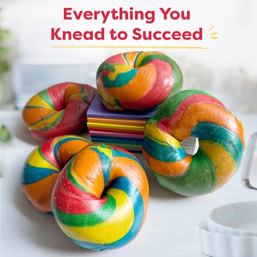 Baketivity Rainbow Bagel Kids Baking Kit - Baking Kits for Kids with Premeasured Ingredients, Step-By-Step Instructions, Video Guide, and STEM Lessons - Kids Cooking Kit for Ages 6-12+