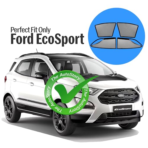 Image of AutoStory Magnetic Car Sunshade for Ford EcoSport | Front Half Cut for Mirror Visibility + Rear Full Coverage with Zipper | Heavy Heat & UV Protection | Privacy Side Window Curtains Shades