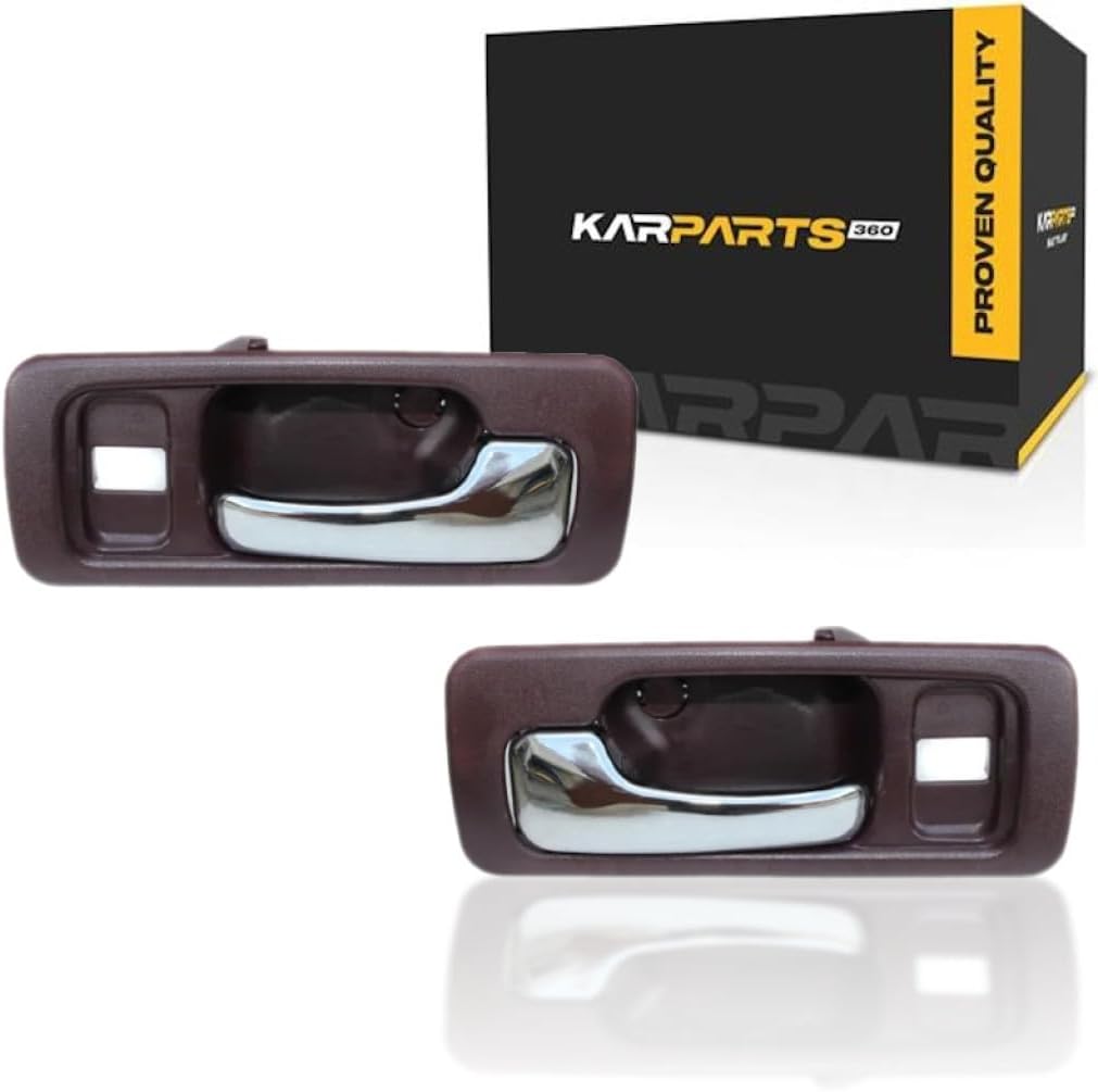 For Honda Accord 1990-1993 Door Handle Driver and Passenger Side Pair Front Interior Red Bezel W/Chrome Lever W/Door Lock Hole All Submodels Sedan HO1352111, HO1353111 | 72165SM4003ZD, 72125SM4003ZD