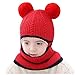 Conjunto De Sombrero para Niños,Niños Pequeños Bebé Niños Niña Rojo Pompon Sombrero Invierno Punto Cálido Crochet Gorro Gorra Bufanda Niños Punto Gorro Gorra + Bufanda Mantener Caliente Conju