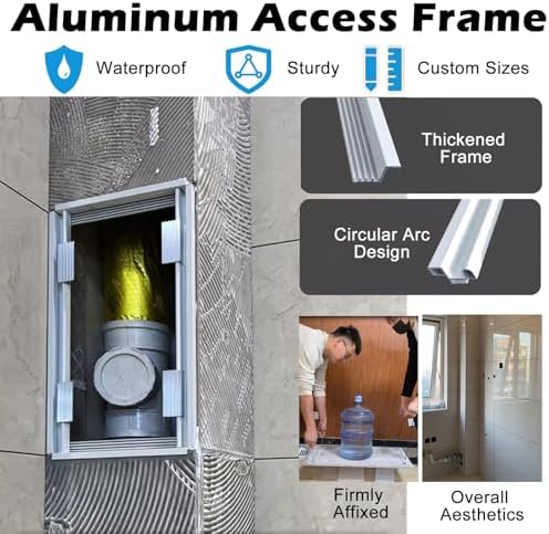 Tile Access Panel 10x10 12x12 14x14 16x16 24x24 - Hidden Wall Access Cover for Plumbing Inspection, Shower Valve, Durable Aluminum Construction