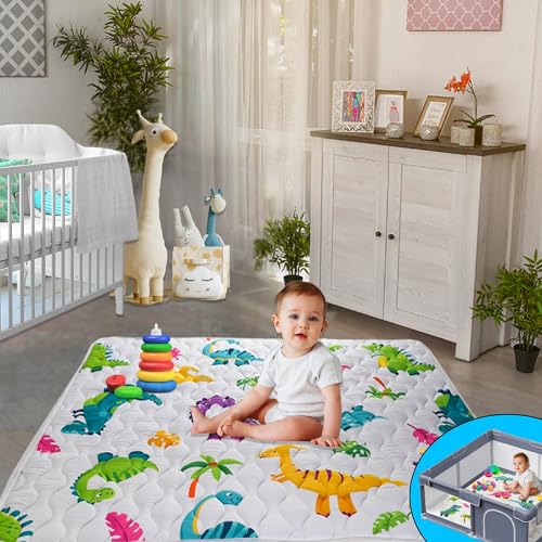 Image of Baby Play Mat -Thick 50x50 Playpen Mat, Soft, Machine Washable Baby Mat for Floor and Premium Play Mat for Babies 6-12 Months for Playpen, Living Room and Hardwood Floor - Abbys Nest