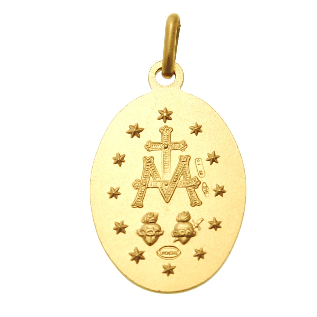 Alexander Castle Dziecięcy Mały Solidny 9-karatowy Złoty Cudowny Medal Katolicki Wisiorek - 12mm x 9mm Cudowny Medal TYLKO WISIOREK z pudełkiem prezentowym
