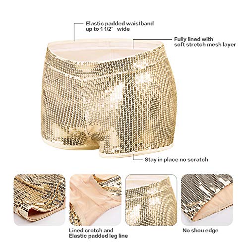 Just Behavior Sequin Shimmer Sexy Rave Booty Shorts Hot Club Party Metallic Shorts For Women (Black, L) #TOP3