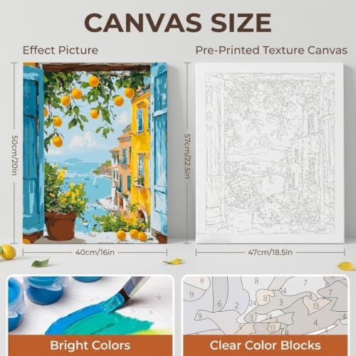 Image of HASTHIP Paint by Numbers Kit Wild Flowers Canvas for Art DIY