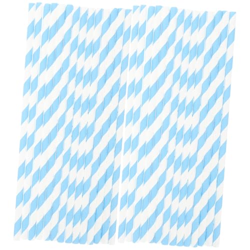 VICASKY 100 pitillos de papel desechables rayas azul celeste miniatura 1