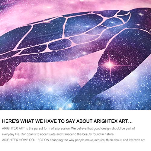 ARIGHTEX Psychedelic Sea Turtle Bed Set Cosmic Outer Space Bedding Full Size 3 Pieces Blue Purple Galaxy Animal Duvet Cover