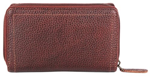 Image of WildHorn Genuine Leather Ladies Wallet - Elegant Women's Clutch Purse with 10 Card Slots, Perfect for Daily Use (Bombay Brown)