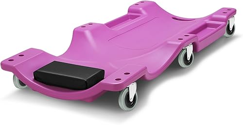 Miniatura 80 de DNA MOTORING Enredadera de plástico de perfil bajo de 40 pulgadas con reposacabezas acolchado, bandejas de herramientas y 6 ruedas, verde