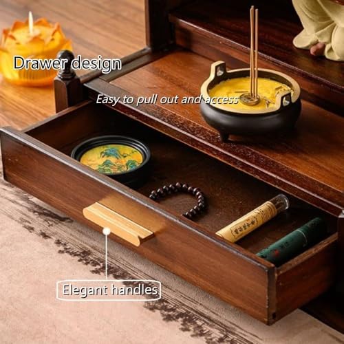 Autel bouddhiste mural cabinet suspendu pour ranger objets de prière