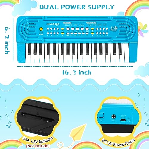 Shayson Kids Piano Keyboard with Microphone 37 Key Portable Music Piano for Childs Educational Electronic Musical Instrument Toys Gift for 3 4 5 6 Year Old Girls Boys Blue - Image 4